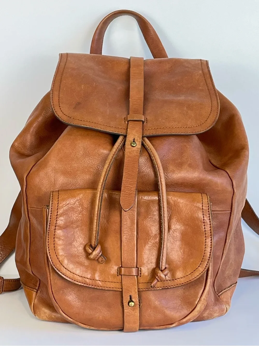 Madewell “ The Transport Rucksack”Cognac Leather Backpack with Front Pocket